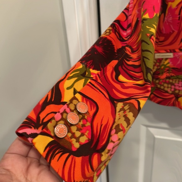 Dolce & Gabbana D&G Vintage Neon Orange and Pink Floral Blazer Summer Spring - Picture 6 of 16